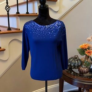 Ruby Red .. Sz PM .. Sparkly Blue Sweater